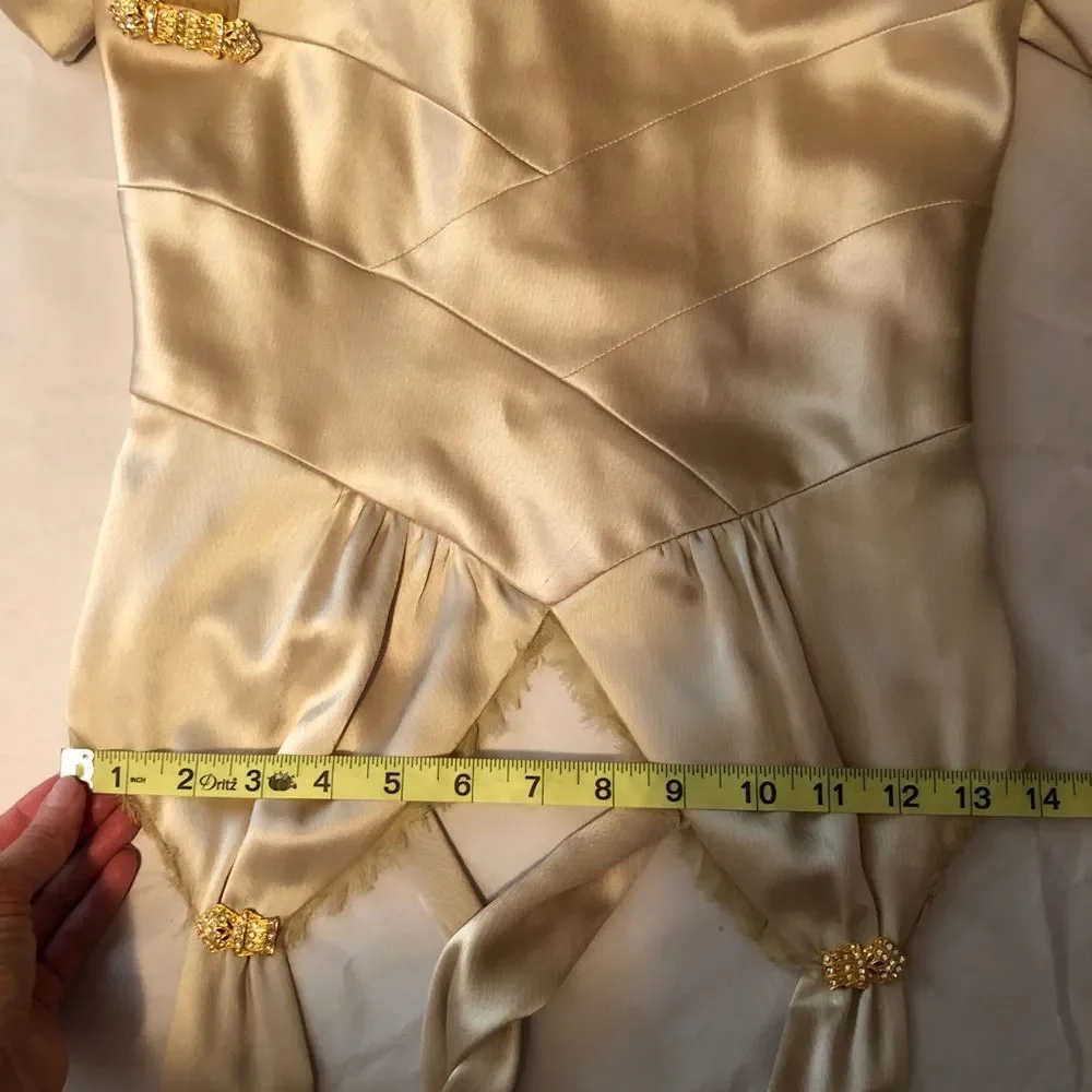 VINTAGE Allen Schwartz gold satin dress | Gatsby 20s 30s - Picture 11 of 14